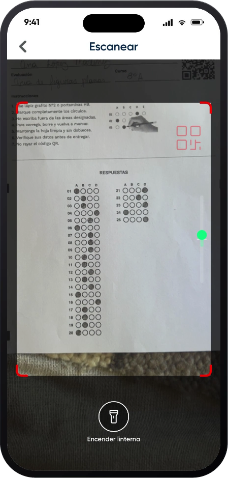 Captura de hojas de respuestas para digitalizarlas en iAna